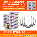Promoção Kit 15 Potes Herméticos + 10 Copos de Vidro Aruba